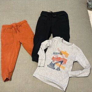24m boys lot of long sleeve child of mine shirt and 2 of pants